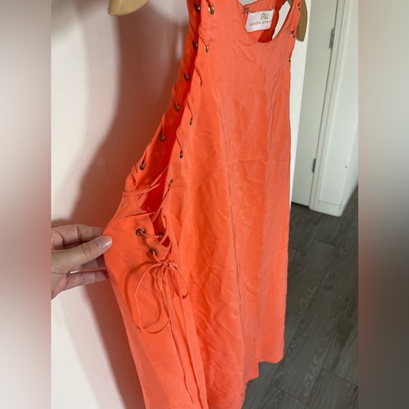 Amanda Uprichard| Neon Coral Silk Dress with Cute Sleeve Details, Size Medium••• - Picture 7 of 13